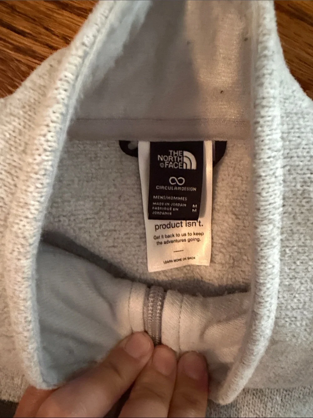 The North Face Kids Light Gray Fleece Jacket with Dark Gray Chest Panel